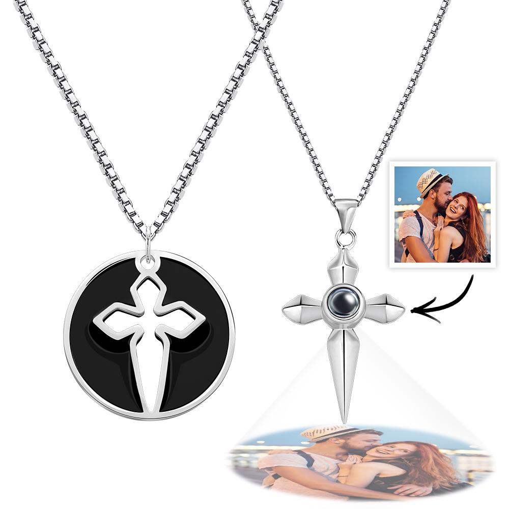 Custom Projection Necklace Love Sword a Pair Gifts for Couple