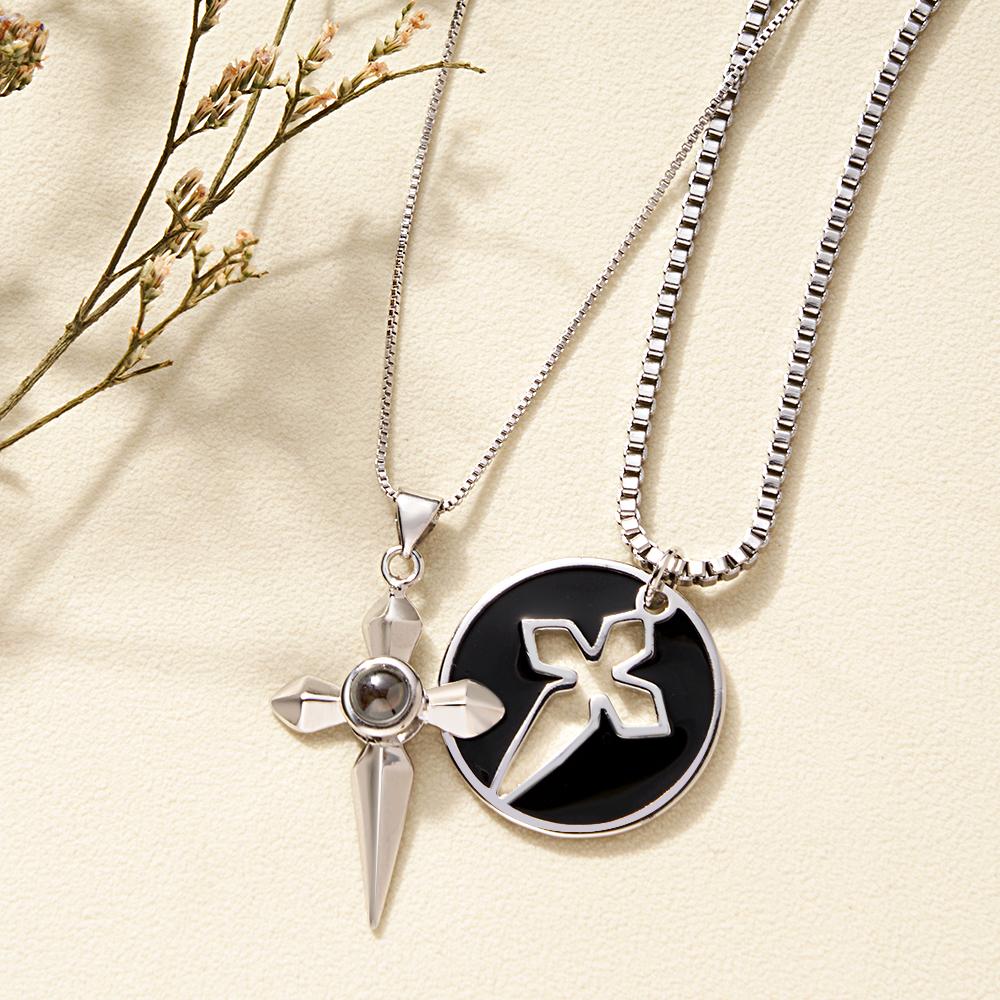 Custom Projection Necklace Love Sword a Pair Gifts for Couple