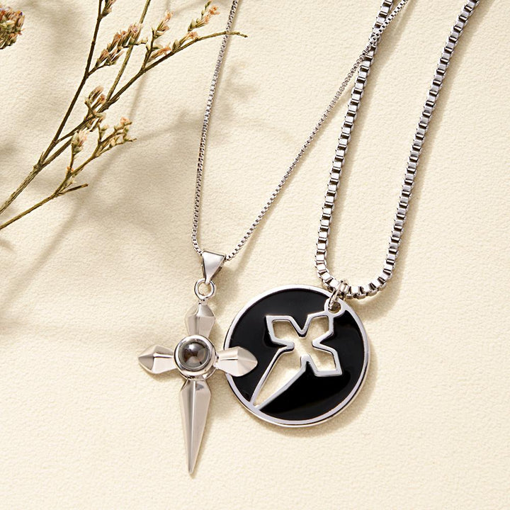 Custom Projection Necklace Love Sword a Pair Gifts for Couple