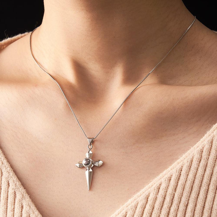 Custom Projection Necklace Love Sword a Pair Gifts for Couple