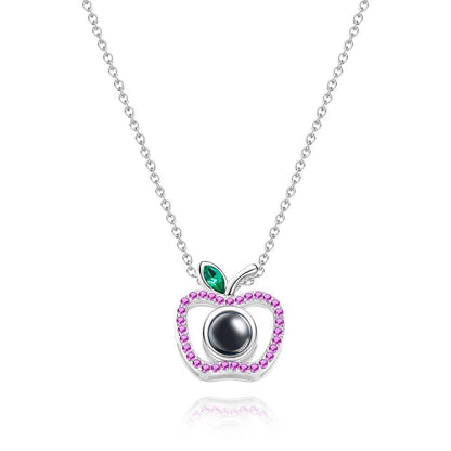 Custom Photo Projection Necklace Creative Apple Gifts for Couple