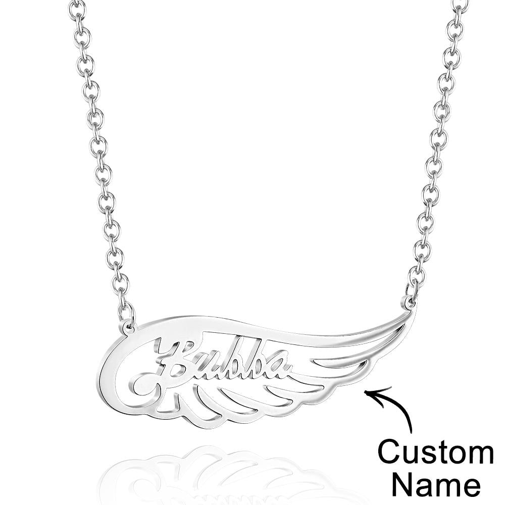 Angel Wing Name Necklace Custom Letter Fashion Pendant For Her