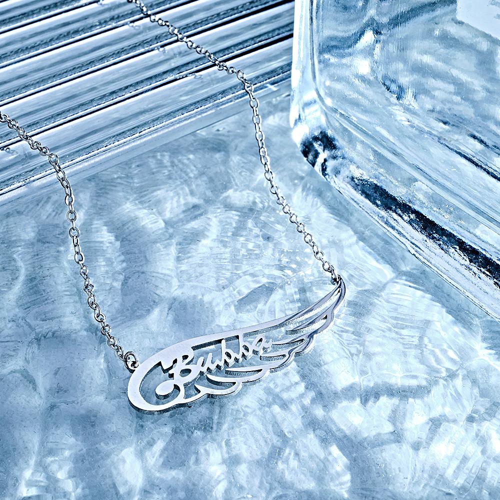 Angel Wing Name Necklace Custom Letter Fashion Pendant For Her