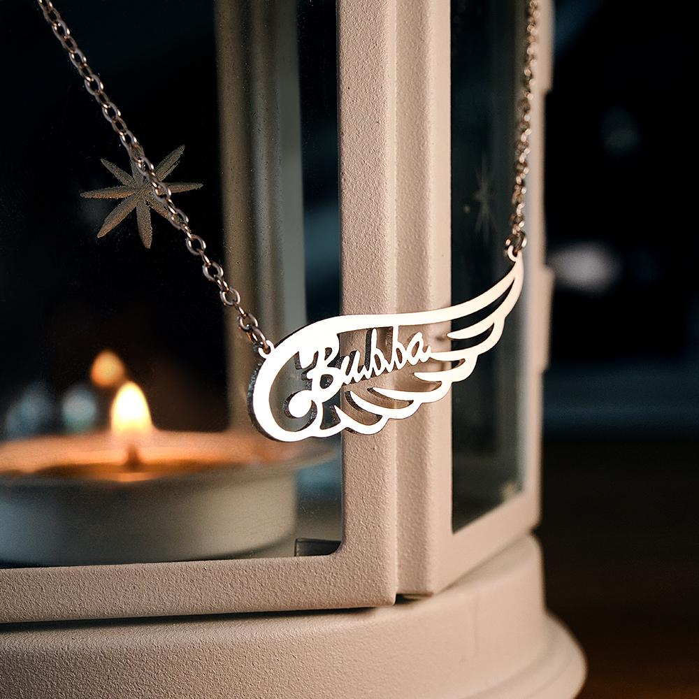 Angel Wing Name Necklace Custom Letter Fashion Pendant For Her