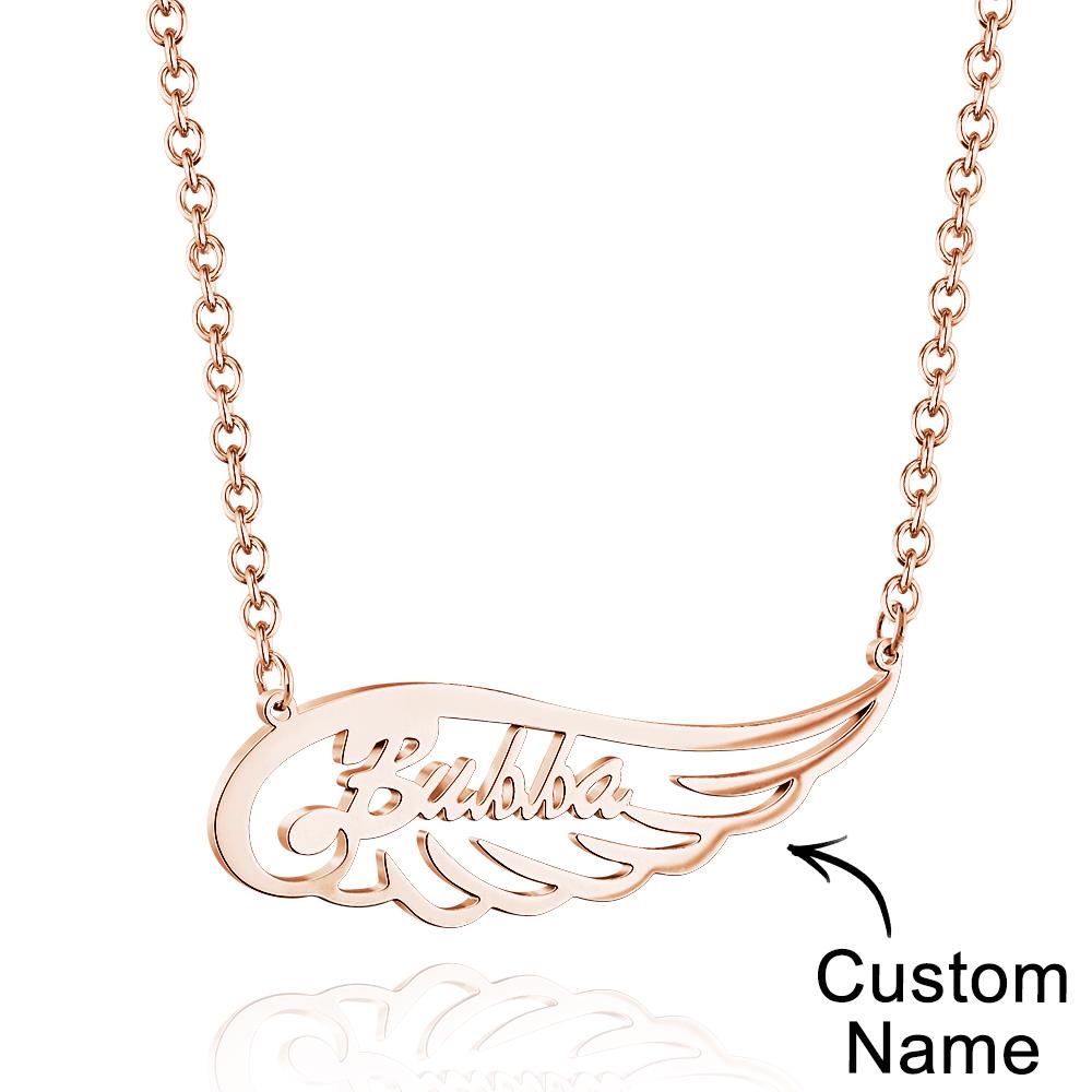 Angel Wing Name Necklace Custom Letter Fashion Pendant For Her