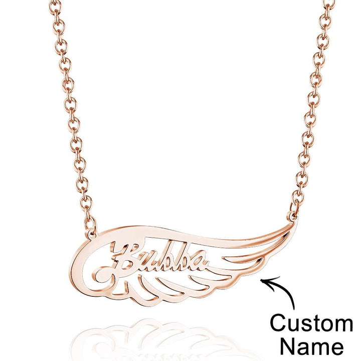 Angel Wing Name Necklace Custom Letter Fashion Pendant For Her