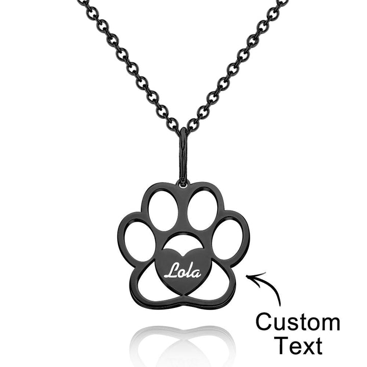 Personalized Paw Necklace with Name Dog Paw Necklace