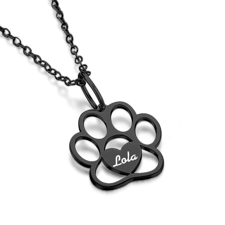 Personalized Paw Necklace with Name Dog Paw Necklace