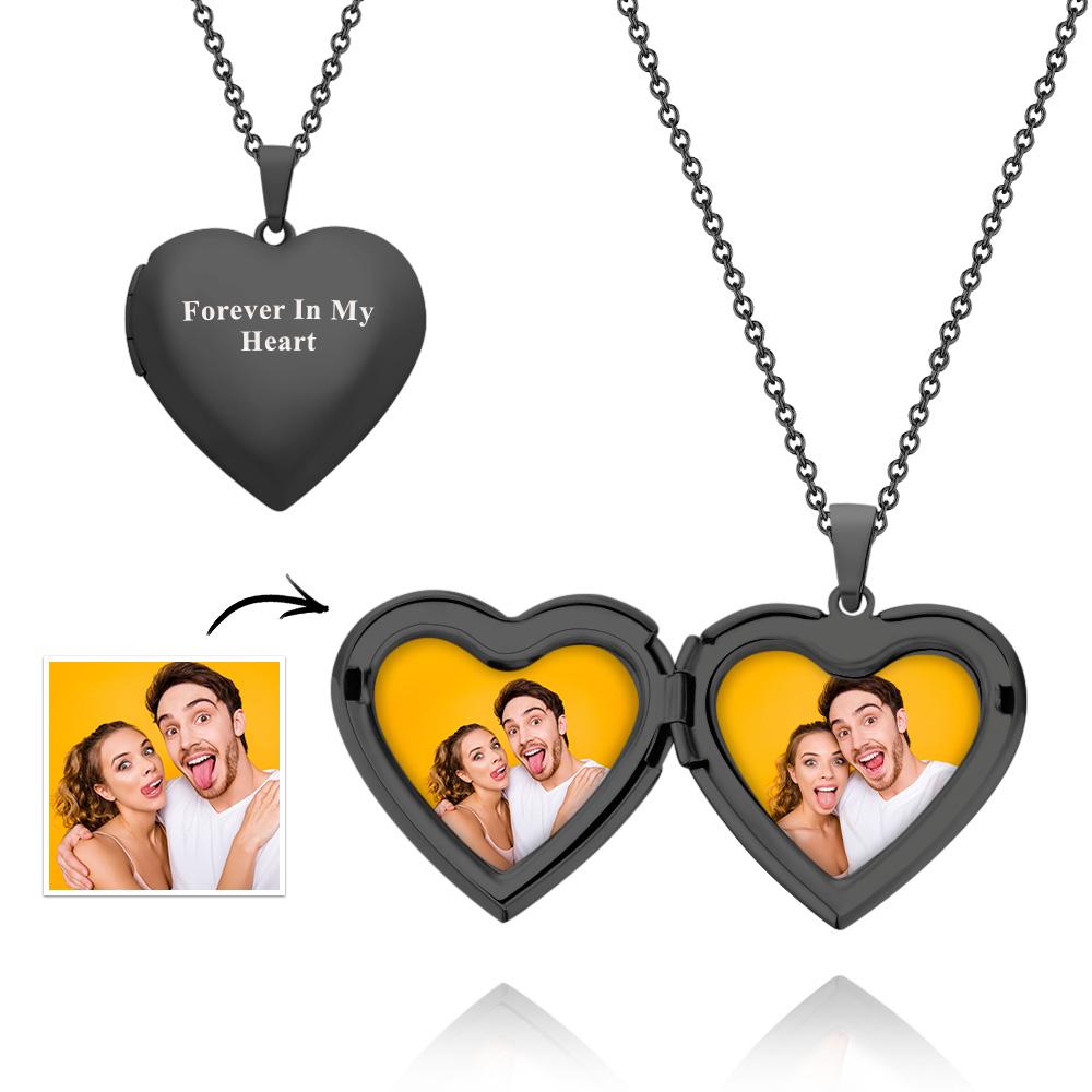 Custom Photo Engraved Neckalce Heart Pendant Exquisite Couple Gifts