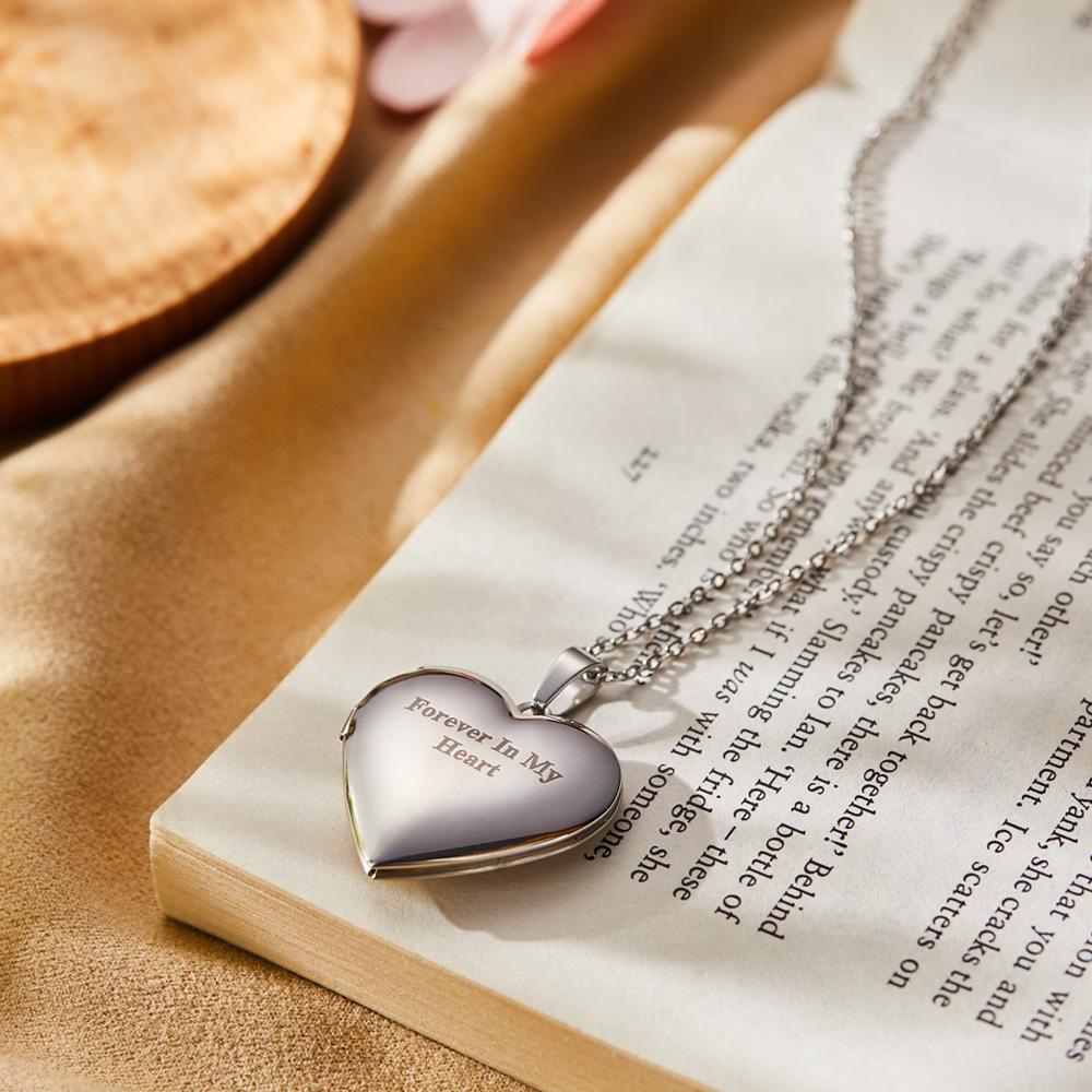 Custom Photo Engraved Neckalce Heart Pendant Exquisite Couple Gifts