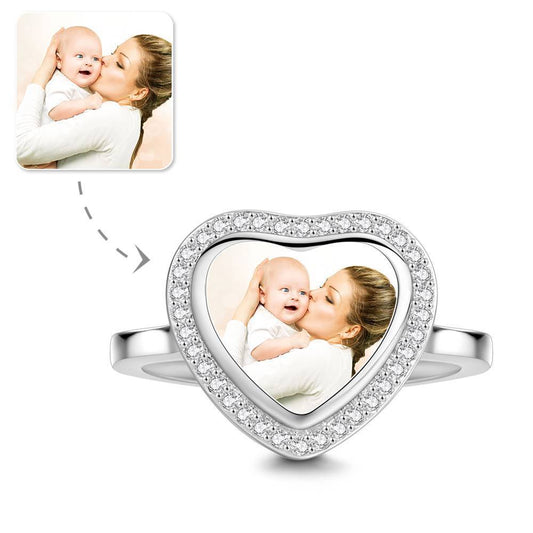 Heart Shaped Photo Ring Copper