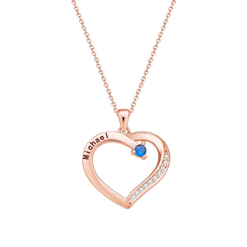 Personalized Heart Necklace Custom Family Name Birthstone Necklace Gift for Mother Grandma