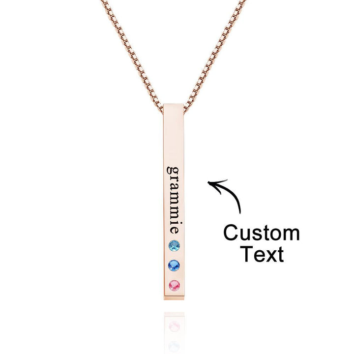 Custom Engraved Birthstone Necklace Bar Simple Gifts
