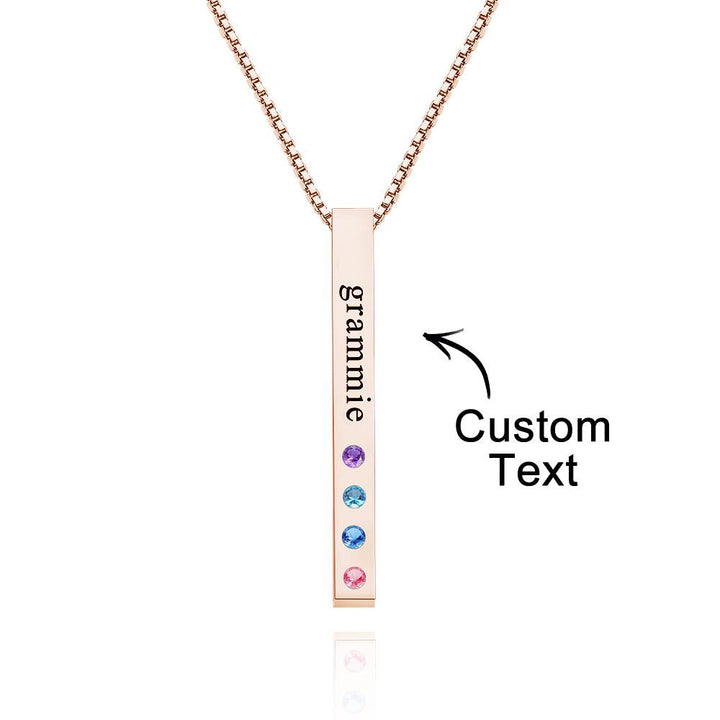 Custom Engraved Birthstone Necklace Bar Simple Gifts