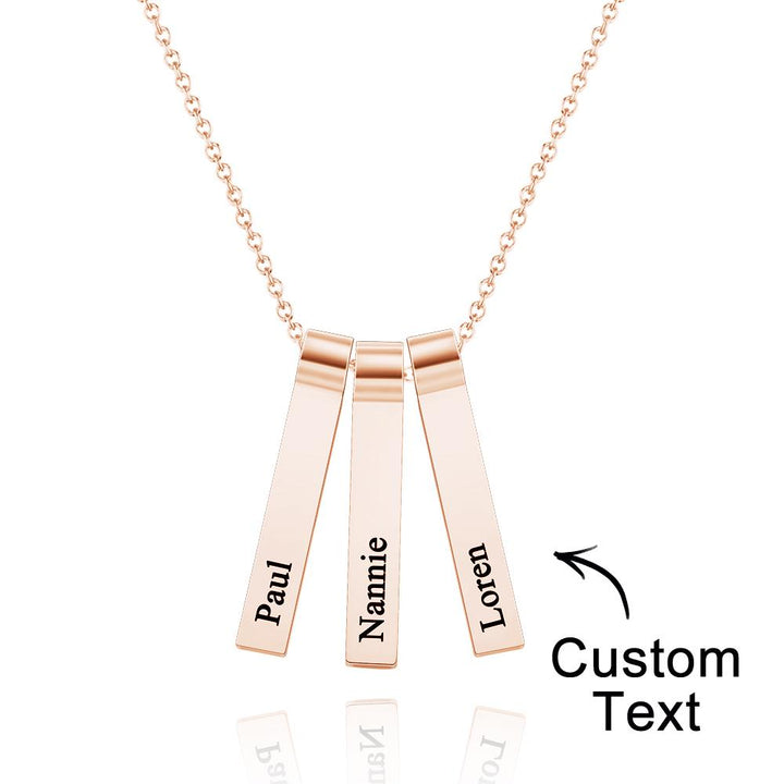 Custom Engraved Vertical 1-5 Names Necklace Stylish Personalized Pendant for Her