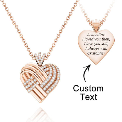 Woven Together Personalized Heart Necklace Custom Engraved Pendant Gifts for Her