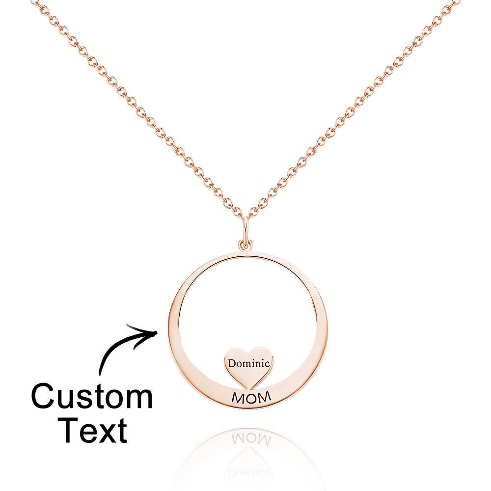 Custom Engraved Necklace Circle Hearts Mom Pendant Necklace Creative Gift