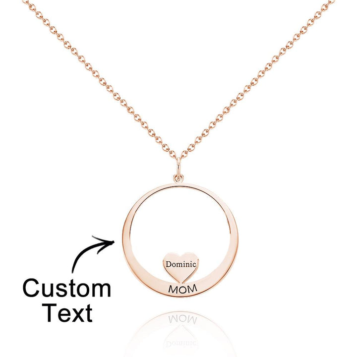 Custom Engraved Necklace Circle Hearts Mom Pendant Necklace Creative Gift