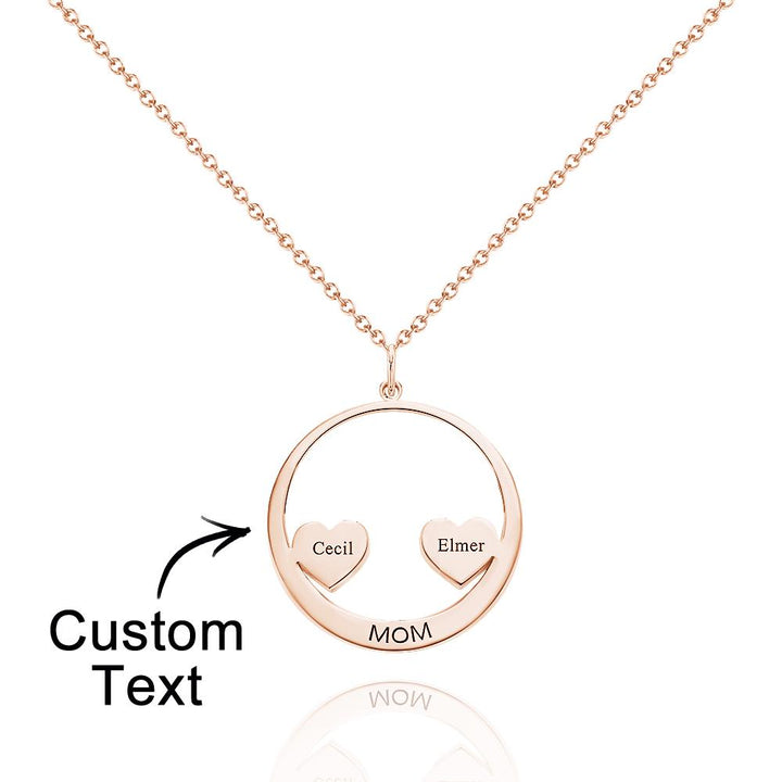 Custom Engraved Necklace Circle Hearts Mom Pendant Necklace Creative Gift
