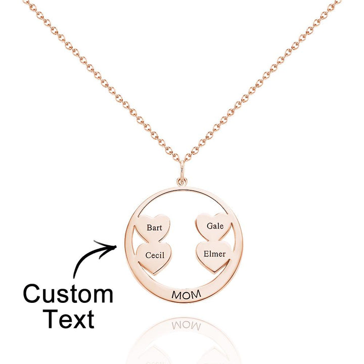 Custom Engraved Necklace Circle Hearts Mom Pendant Necklace Creative Gift
