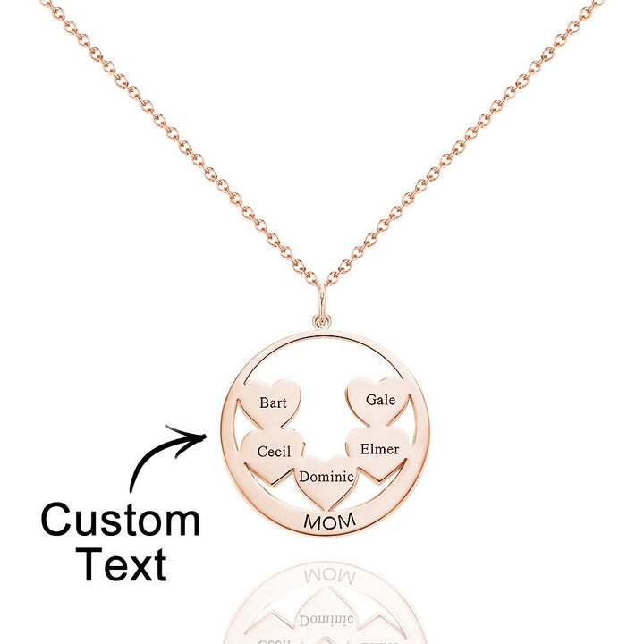 Custom Engraved Necklace Circle Hearts Mom Pendant Necklace Creative Gift