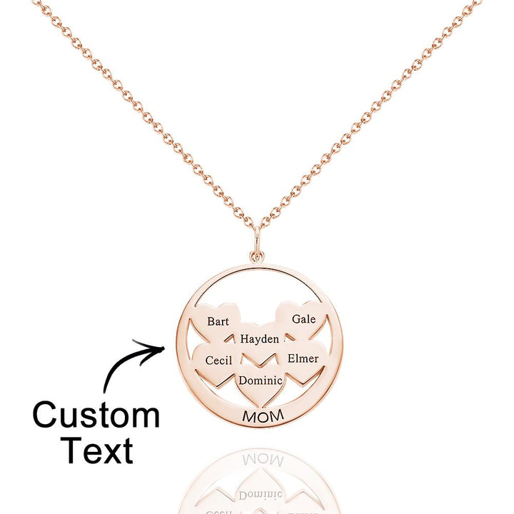 Custom Engraved Necklace Circle Hearts Mom Pendant Necklace Creative Gift
