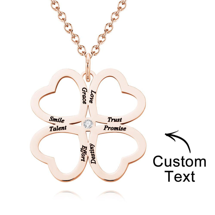 Personalized Four Leaves Clover Necklace Custom Unique Name Necklace for Her