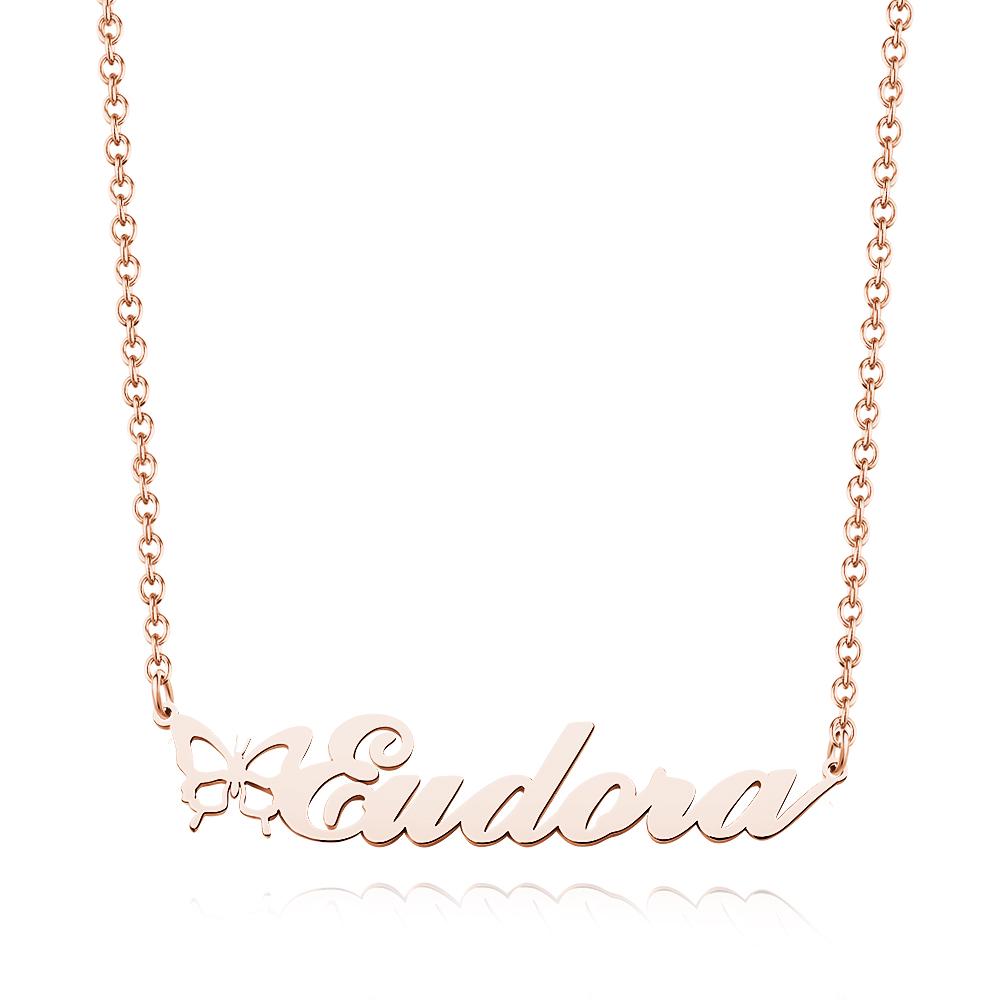 Name Necklace With Butterfly Personalized Pretty Name Necklace Unique Gift for Her