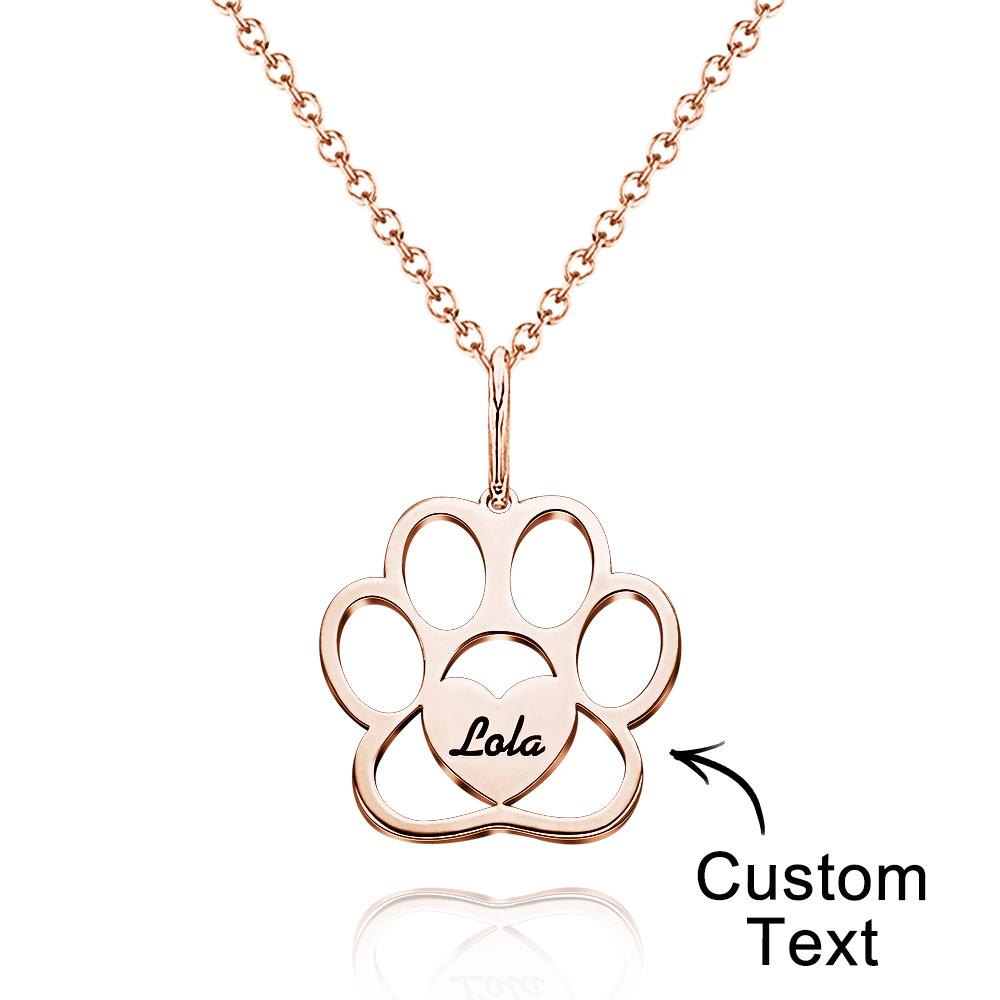 Personalized Paw Necklace with Name Dog Paw Necklace