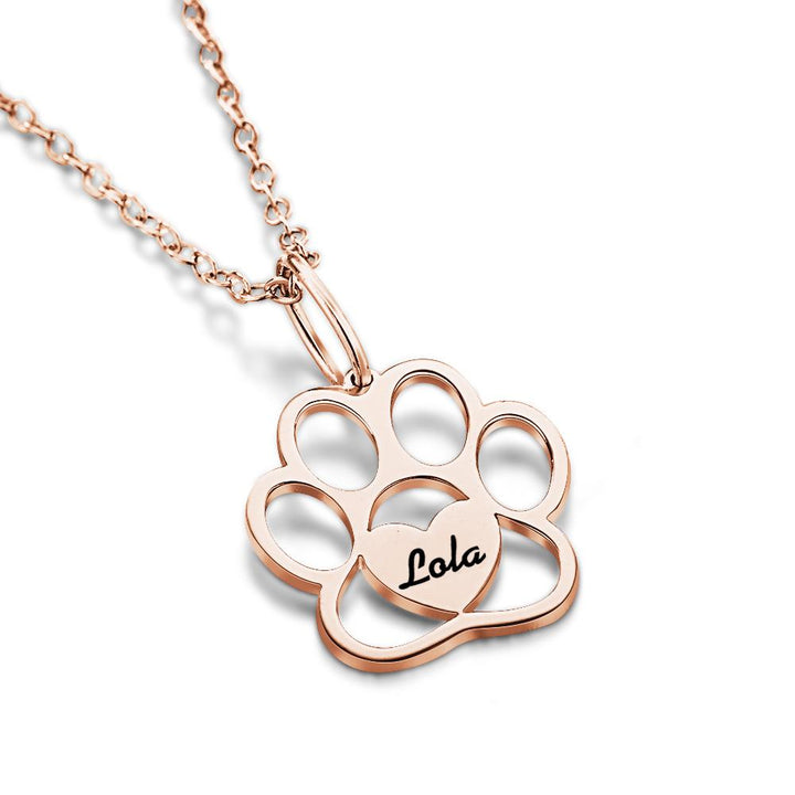 Personalized Paw Necklace with Name Dog Paw Necklace