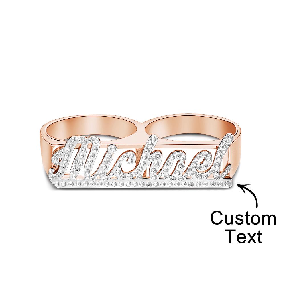 Custom Two Finger Name Ring Personalised Men's Double Band Ring Gift for Him