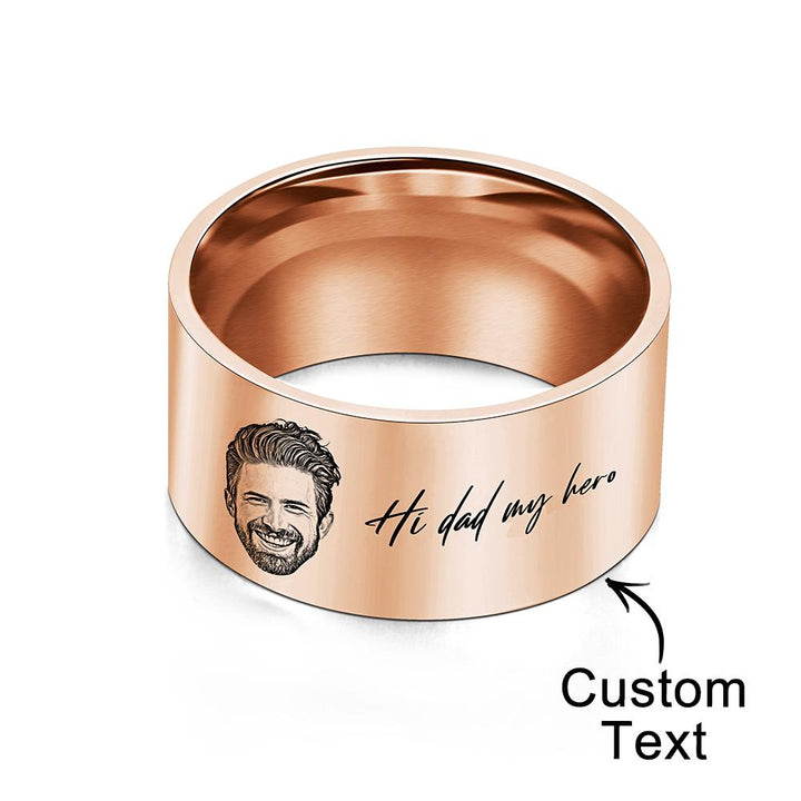 Custom Men's Ring Personalized Photo Ring With Engraved Words Perfect Gift For Daddy On Father's Day