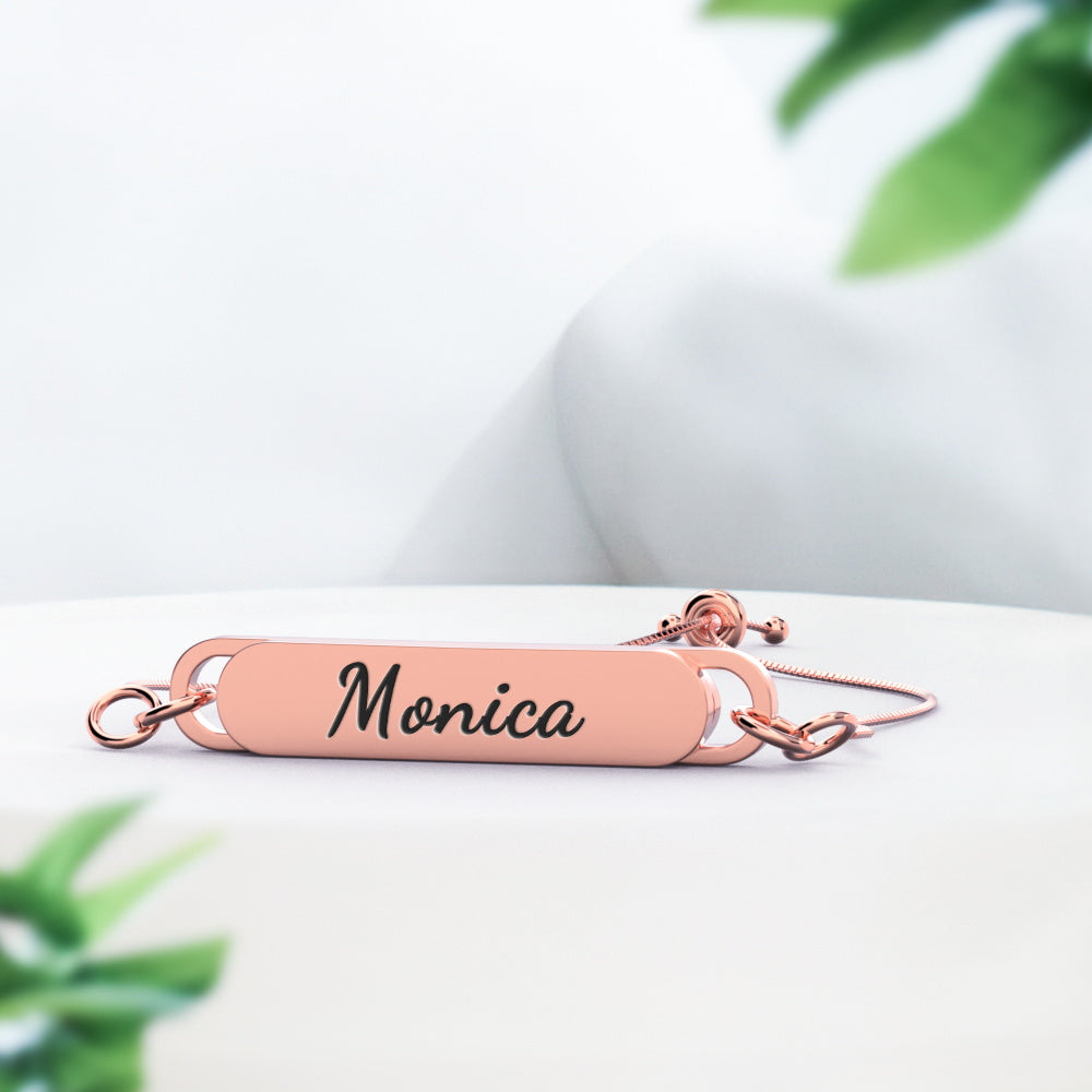 Custom Engraved Bar Bracelet - Length Adjustable