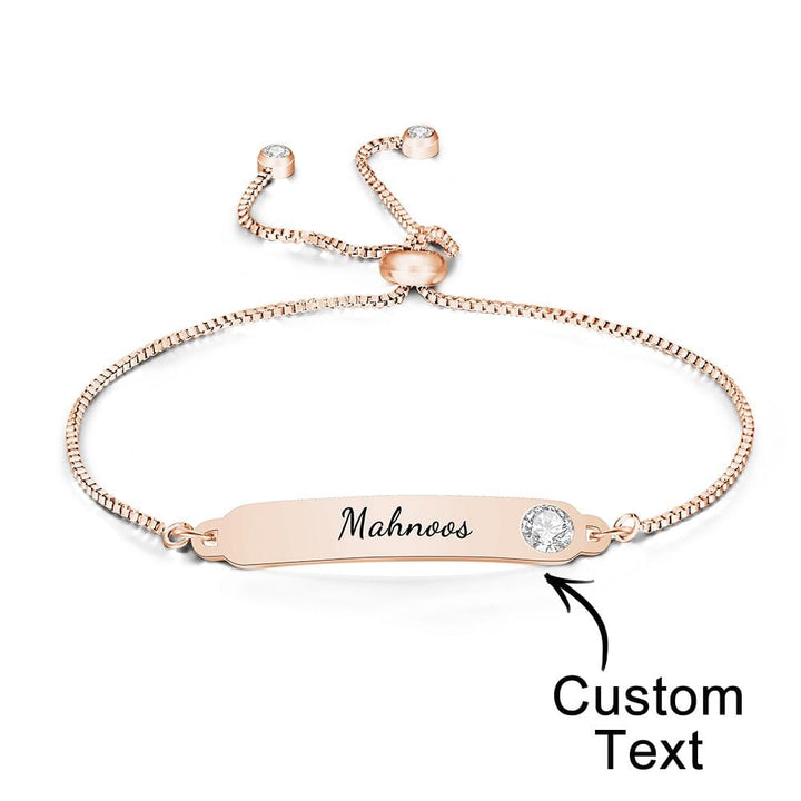 Custom Engraved Bracelet Name Bracelet Simple Rhinestones Gifts