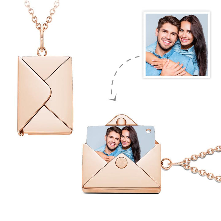 Personalized Envelope Locket Necklace Custom Photo Necklace