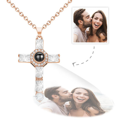 Custom Photo Projection Necklace Cross Commemorative Gifts