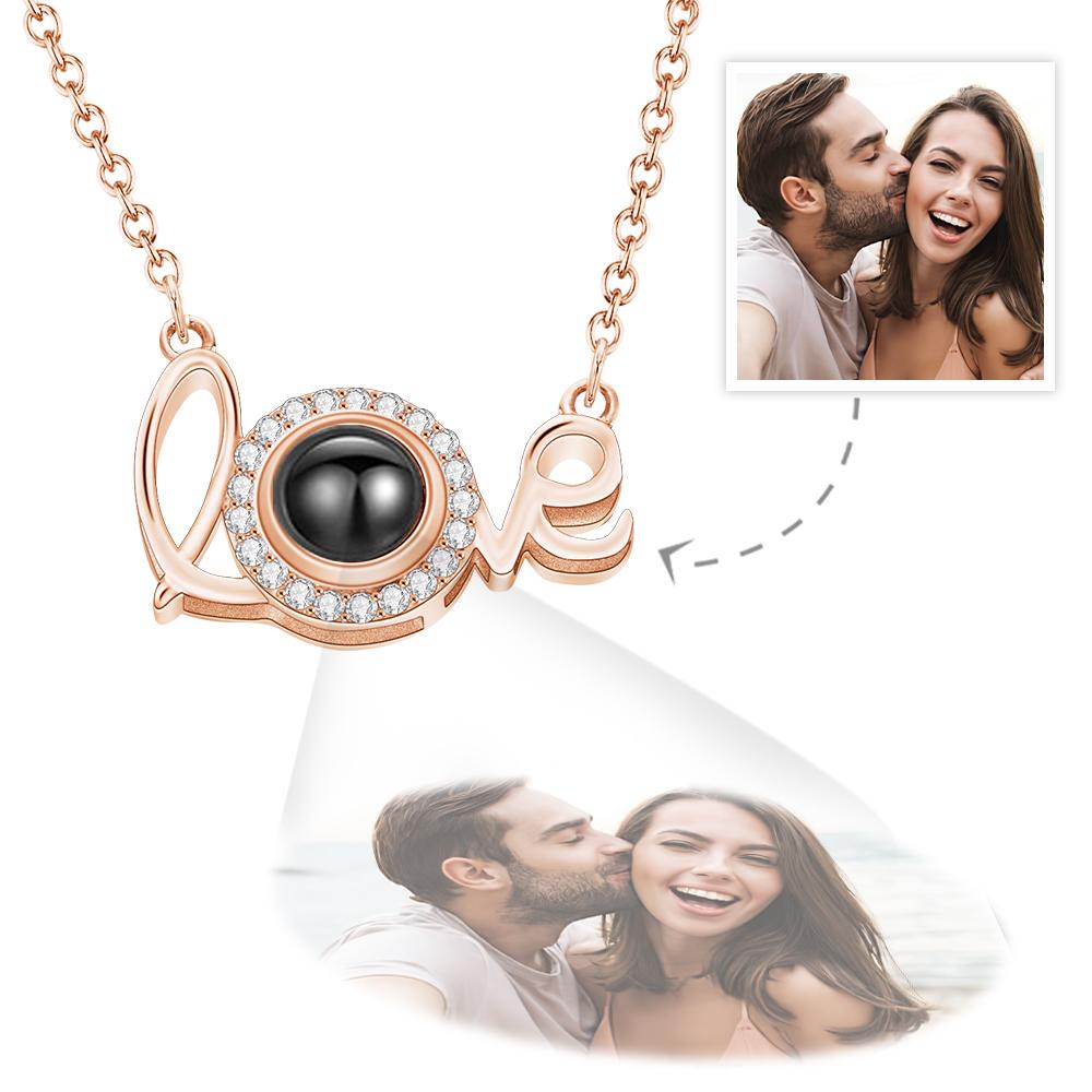 Custom Love Projection Necklace Personalized Picture Jewelry Silver