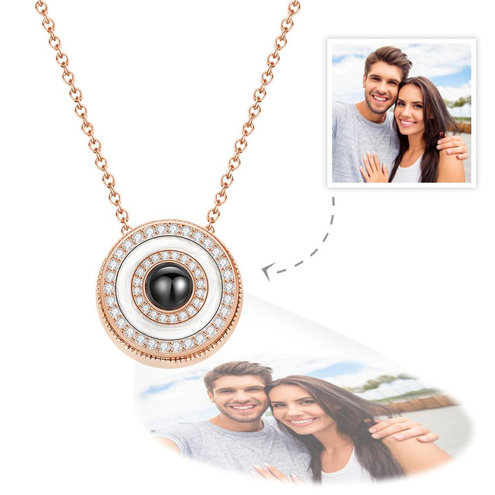 Custom Halo Photo Projection Necklace Copper