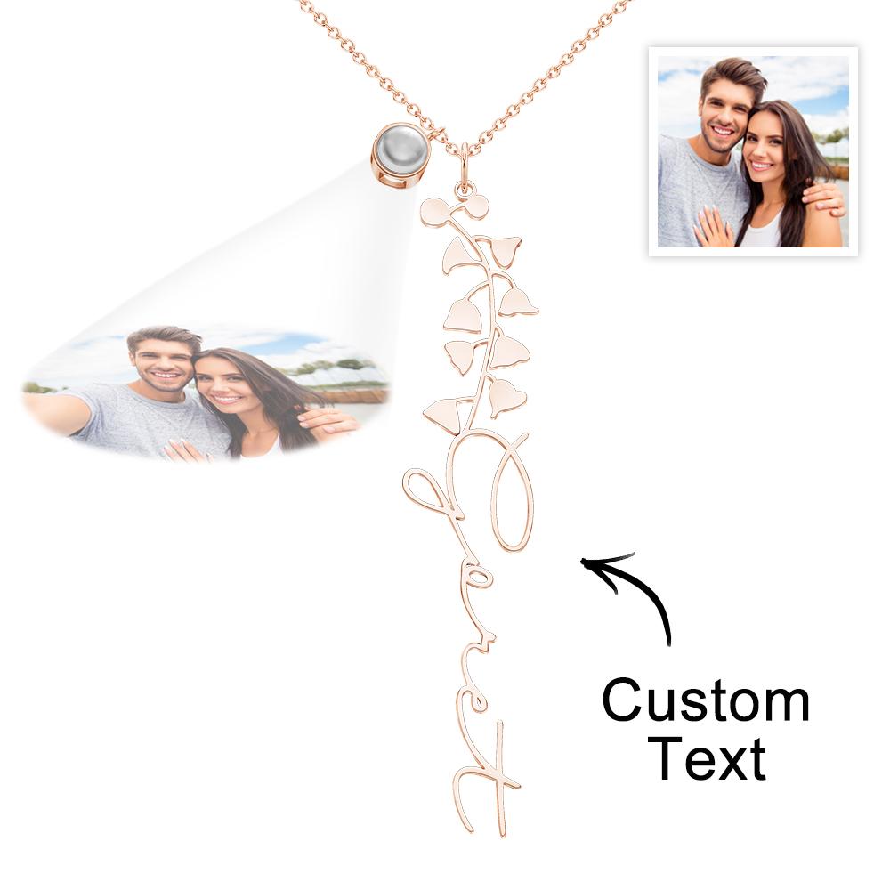 Custom Birth Flower Photo Projection Name Necklace Creative Gift for Women