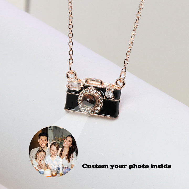 Personalized Photo Necklace Projection Gem Black Camera Necklace Anniversary Gifts for Her