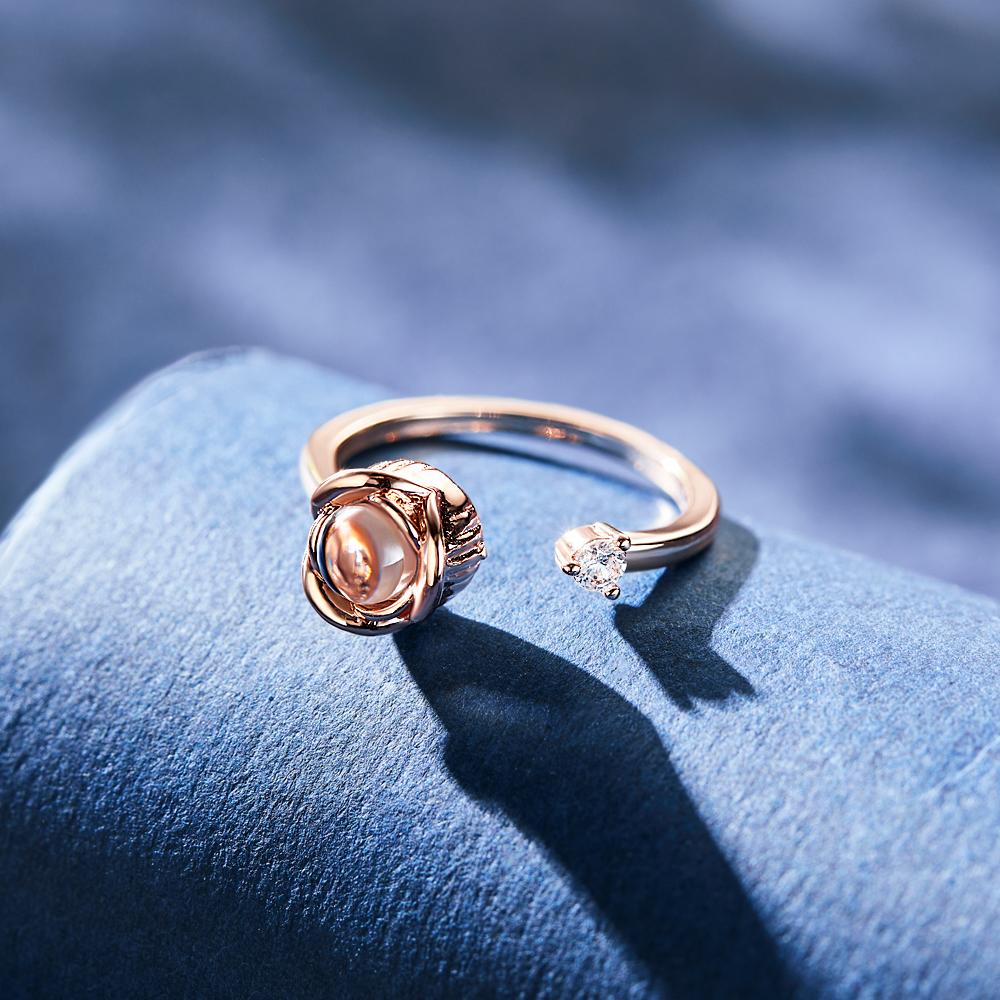 Custom Projection Ring Personalized Photo Open Ring for Women