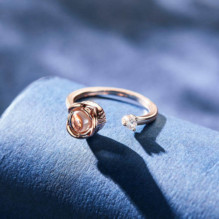 Custom Projection Ring Personalized Photo Open Ring for Women