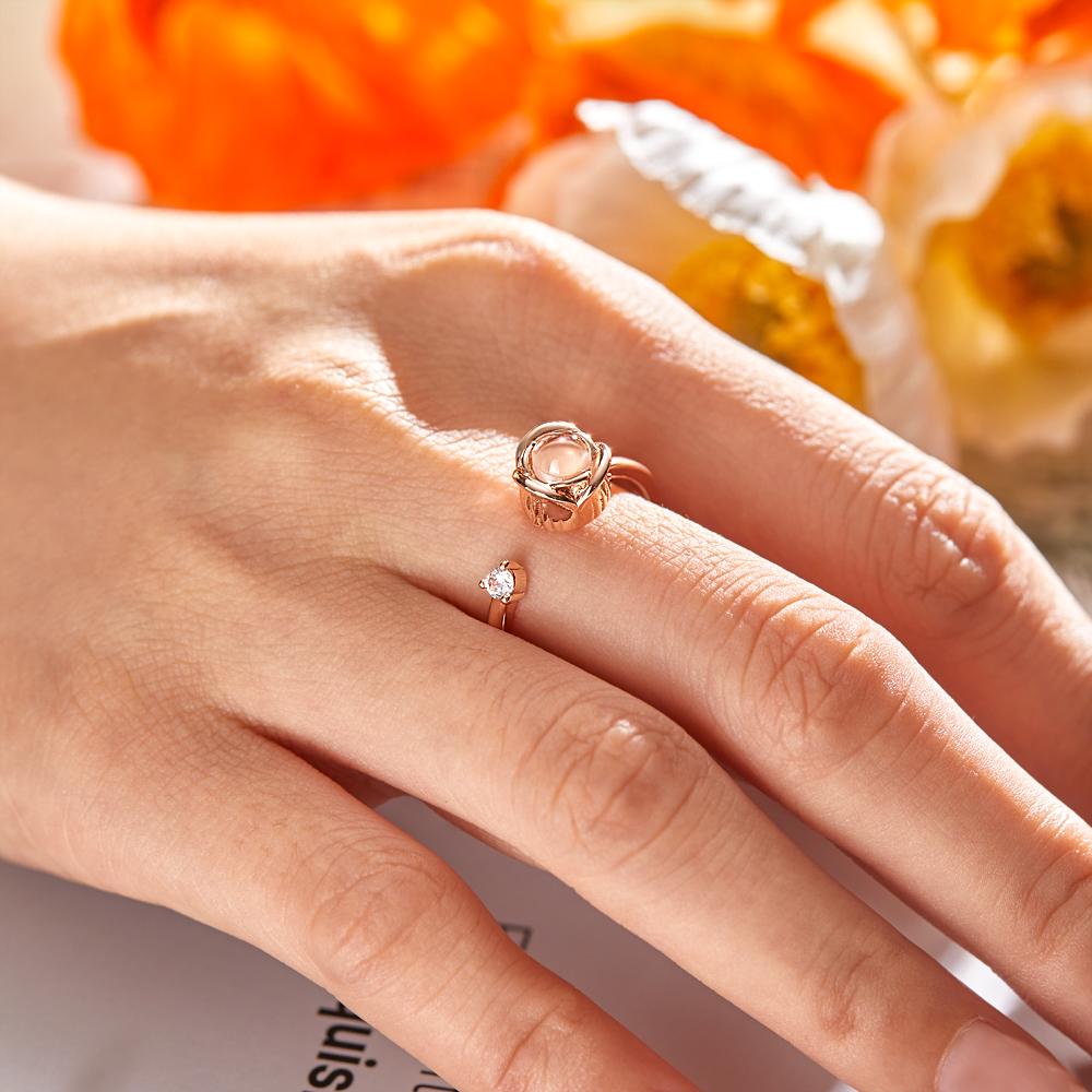 Custom Projection Ring Personalized Photo Open Ring for Women