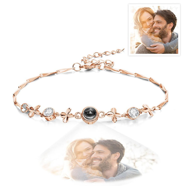 Custom Photo Projection Bracelet Four-leaf Clover Projection Bracelet Gift for Women