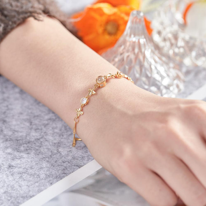 Custom Photo Projection Bracelet Four-leaf Clover Projection Bracelet Gift for Women