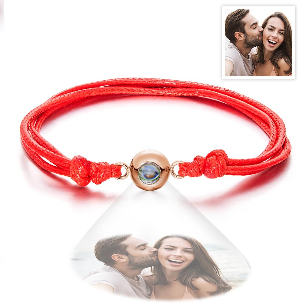 Custom Projection Photo Bracelet Weave Style Colorful Couple Gifts