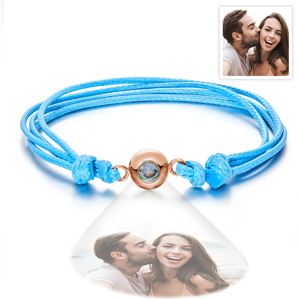 Custom Projection Photo Bracelet Weave Style Colorful Couple Gifts