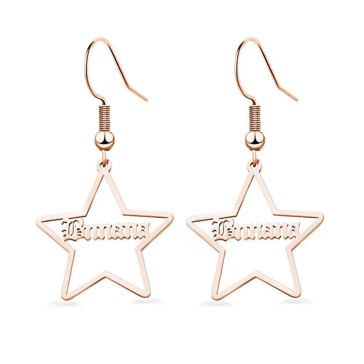 Custom Engraved Name Earrings Stainless Steel Star-shaped Earrings