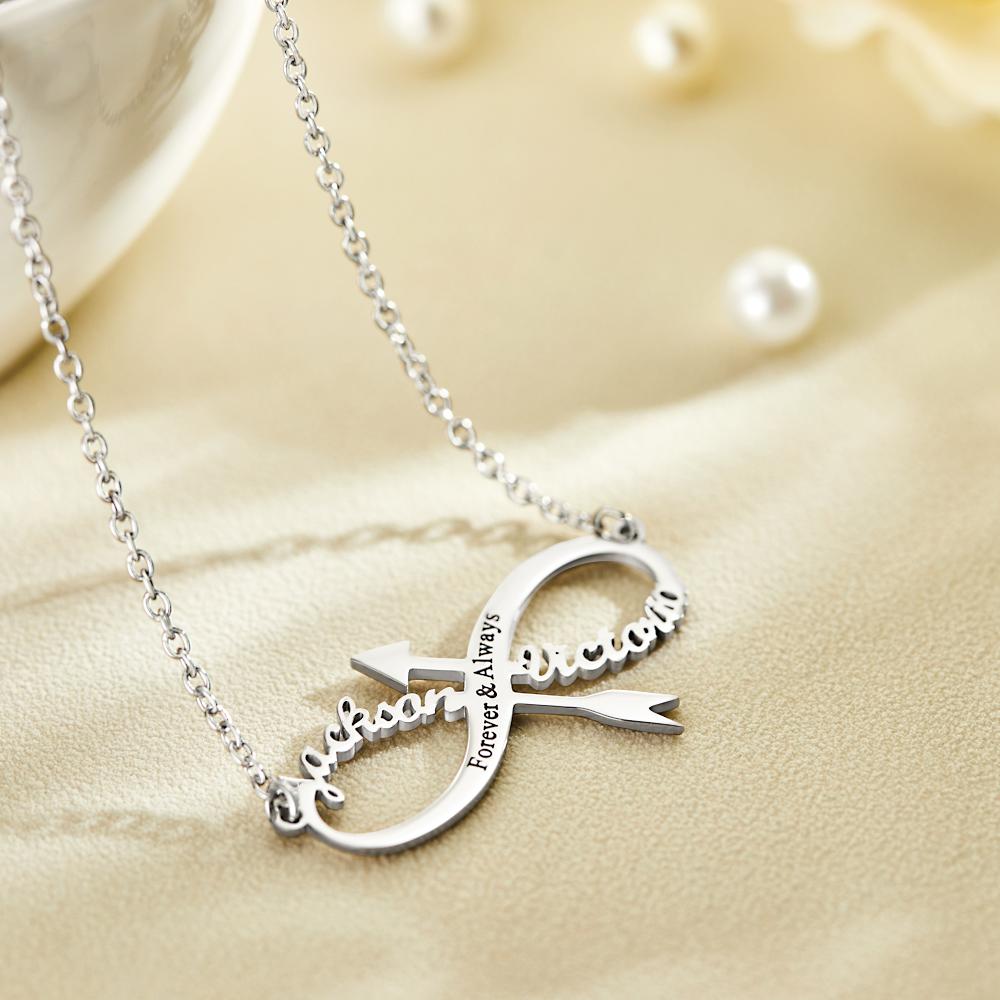 Custom Name Necklace Stainless Steel Infinity Arrow Necklace