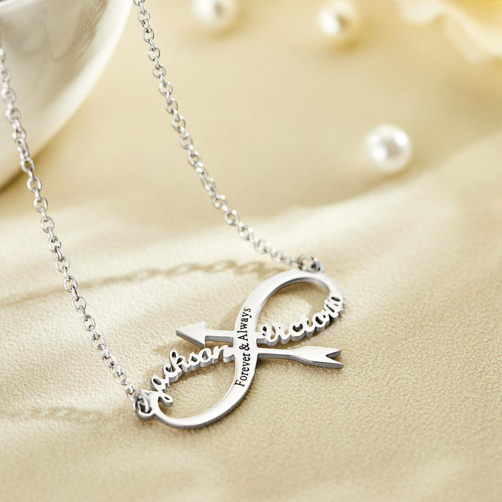 Custom Name Necklace Stainless Steel Infinity Arrow Necklace